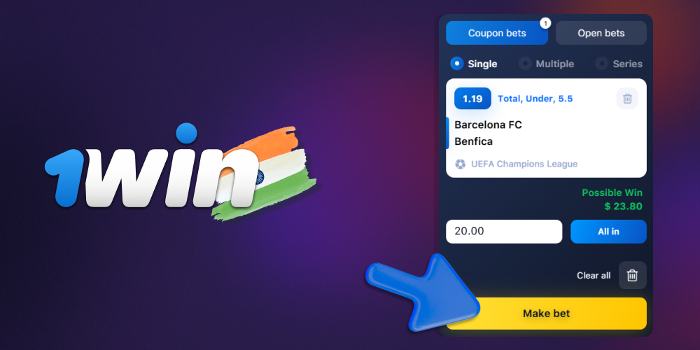 Step by step how to start betting on football at 1win